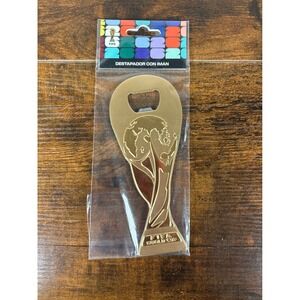 FIFA World Cup Trophy Magnetic Bottle Opener Gold Tone Soccer Mexico Ed. NEW